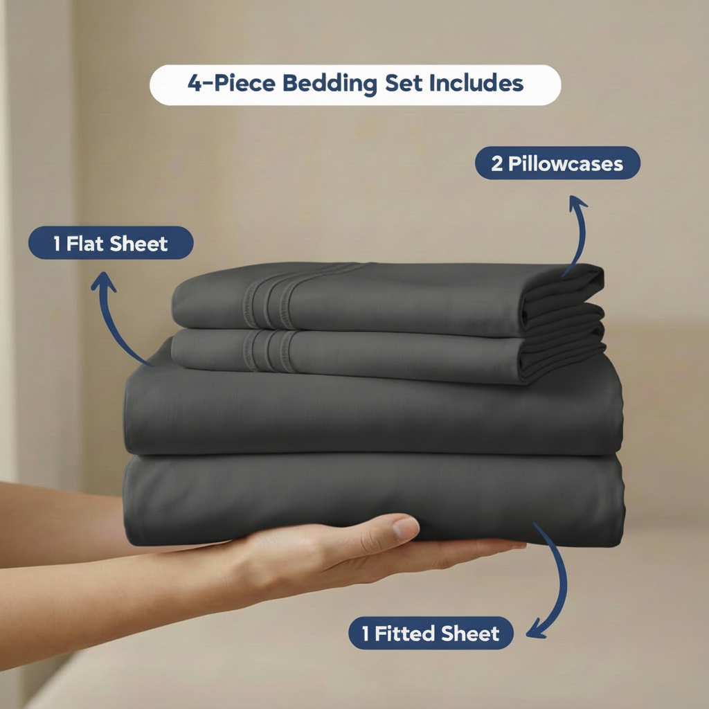 Full Bedding Set with Our Never-Slip Bed Sheet Technology