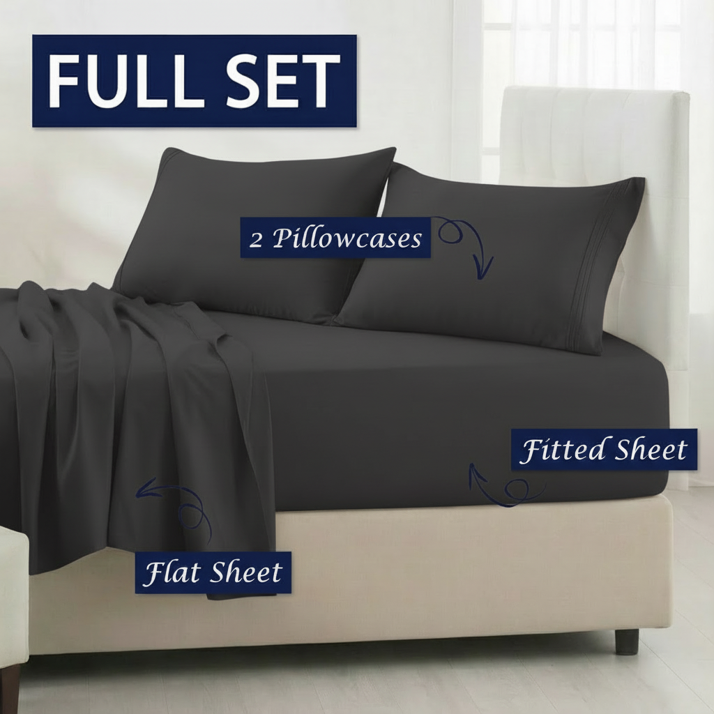 Full Bedding Set with Our Never-Slip Bed Sheet Technology
