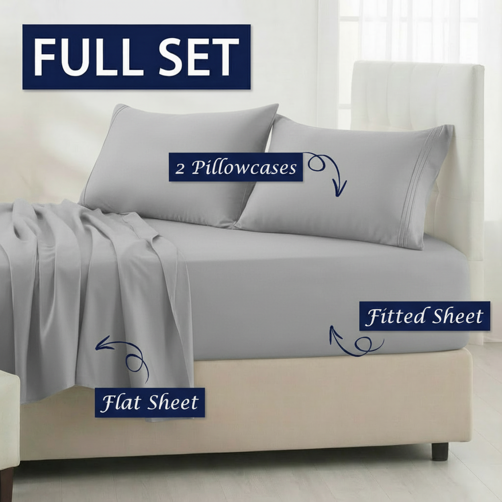 Full Bedding Set with Our Never-Slip Bed Sheet Technology