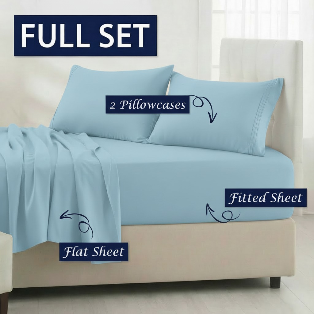 Full Bedding Set with Our Never-Slip Bed Sheet Technology