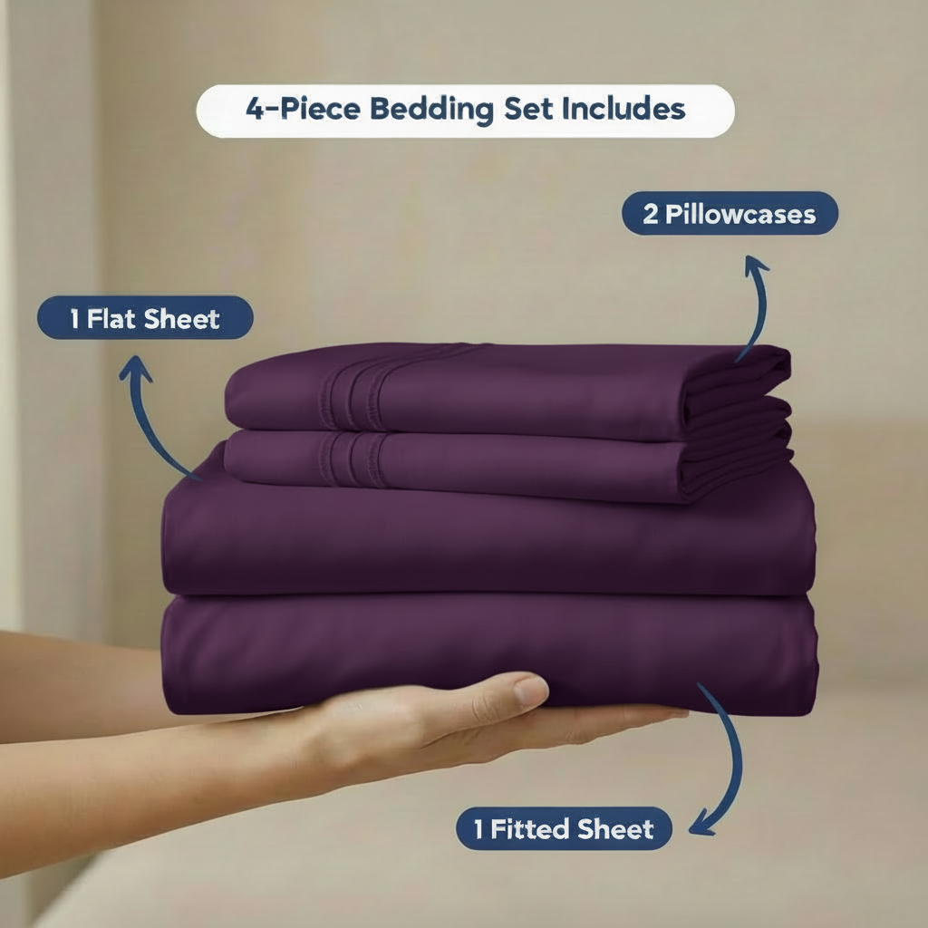 Full Bedding Set with Our Never-Slip Bed Sheet Technology