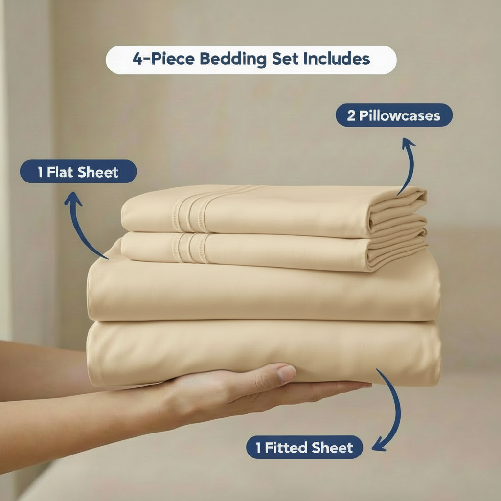 Full Bedding Set with Our Never-Slip Bed Sheet Technology