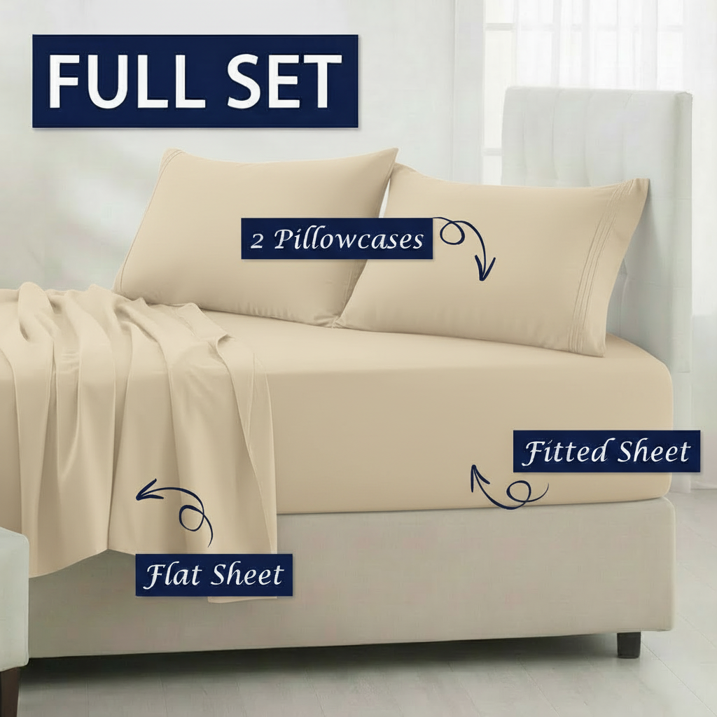 Full Bedding Set with Our Never-Slip Bed Sheet Technology